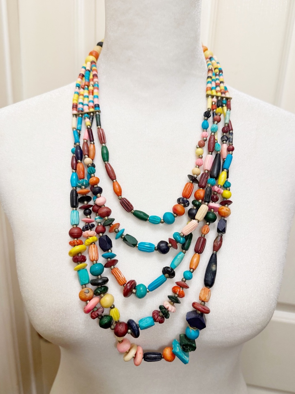 Vintage Multicolor Beaded Layered Necklace - Women Jewelry